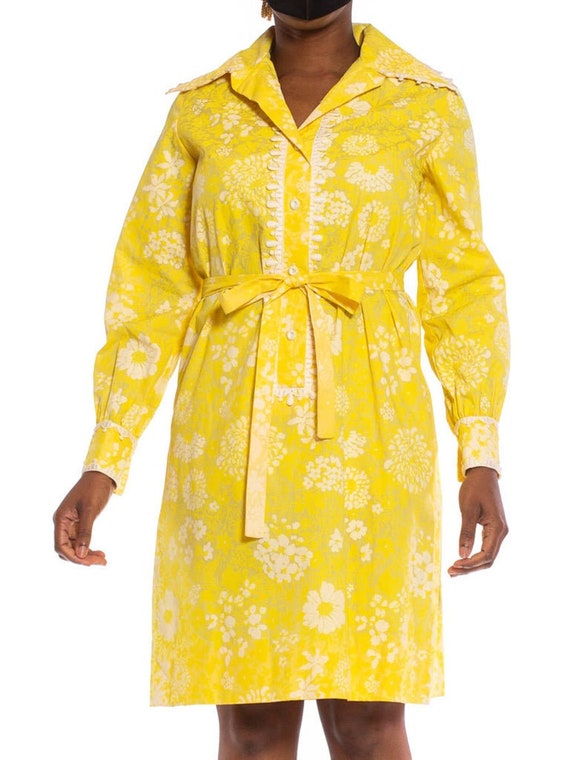 1960S Lilly Pulitzer White Yellow Cotton Lace Tri