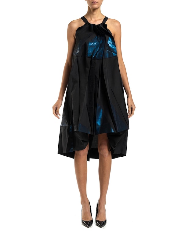 2000S Issey Miyake Blue  Black Metallic Polyester… - image 1