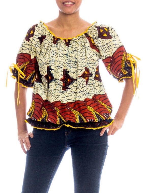 1970S Cotton Dutch African Batik Wax Print Oversiz