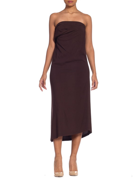 1990S ANN DEMEULEMEESTER Chocolate Brown Silk Stre