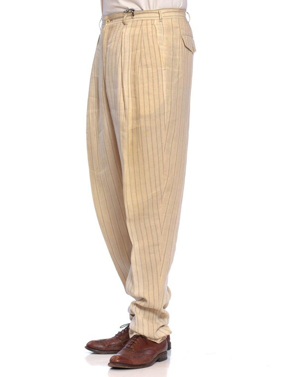 1980S Comme Des Garcons Creme Striped Linen Mens … - image 5