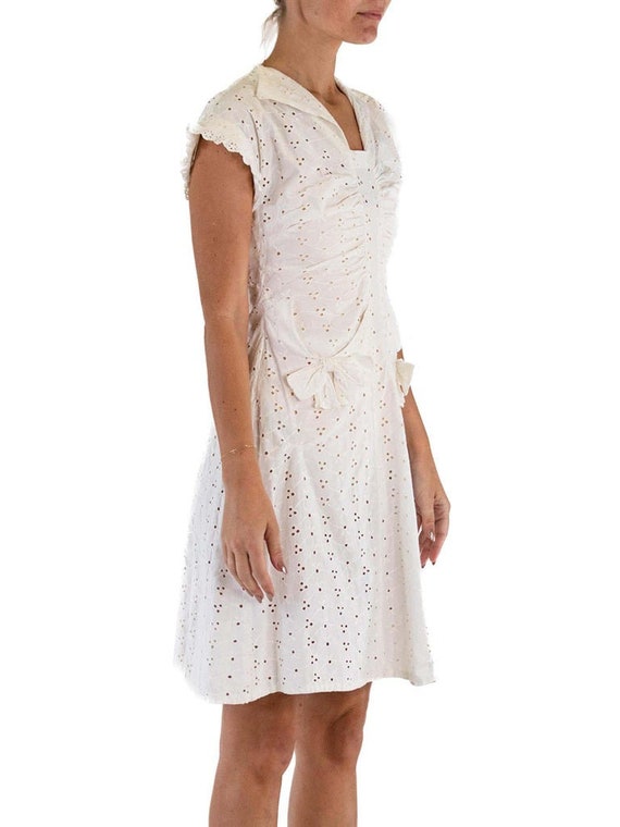 1930S White Cotton Eyelet Lace Cute Little Dress … - image 3