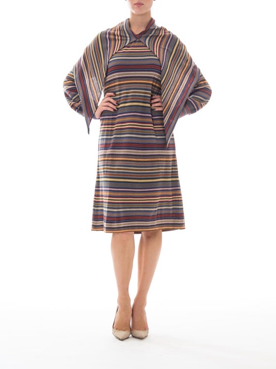 1970S MISSONI Striped Wool Knit Dress With Attache