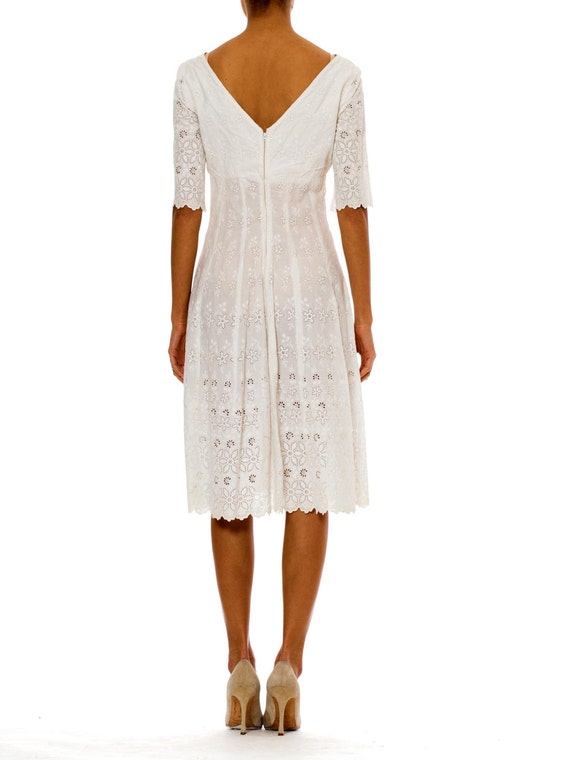 Victorian White Organic Cotton Dress With Floral … - image 3