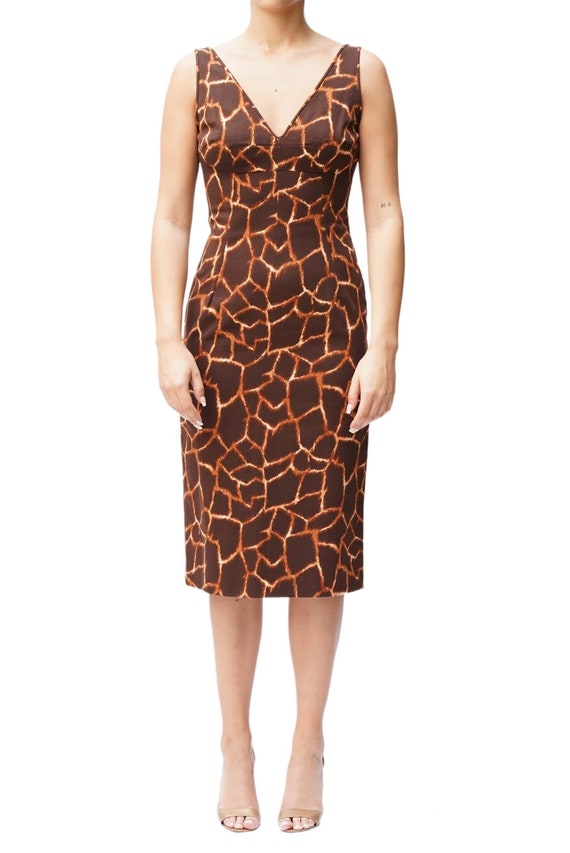 1990S Dolce Gabbana Brown Giraffe Print Cotton Cocktail Dress - Etsy