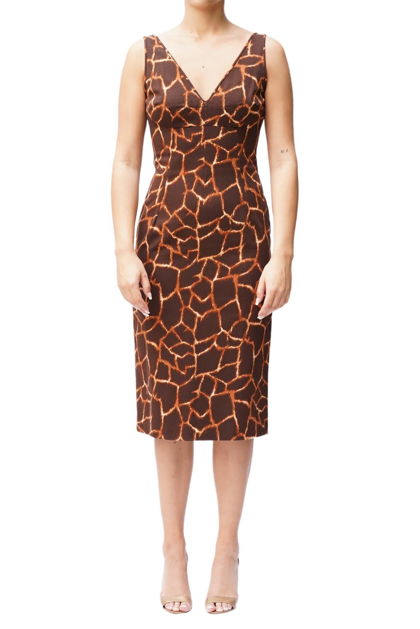 green emerald velvet dress Dolce & Gabbana Brown Leopard Print Ruched Midi Dress main image 1