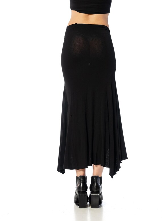 1990S Donna Karan Black Rayon Ruffled Draped Skirt - image 8