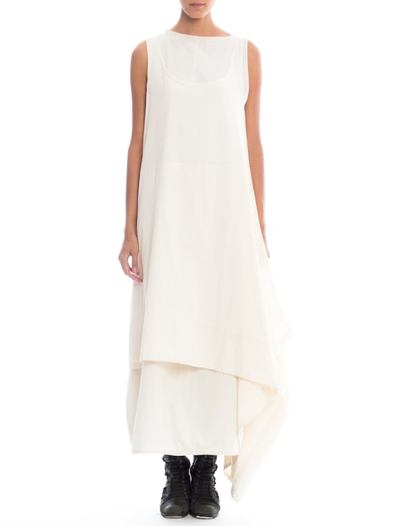 1990S COMME DES GARCONS Cream Cotton Minimalist T… - image 1