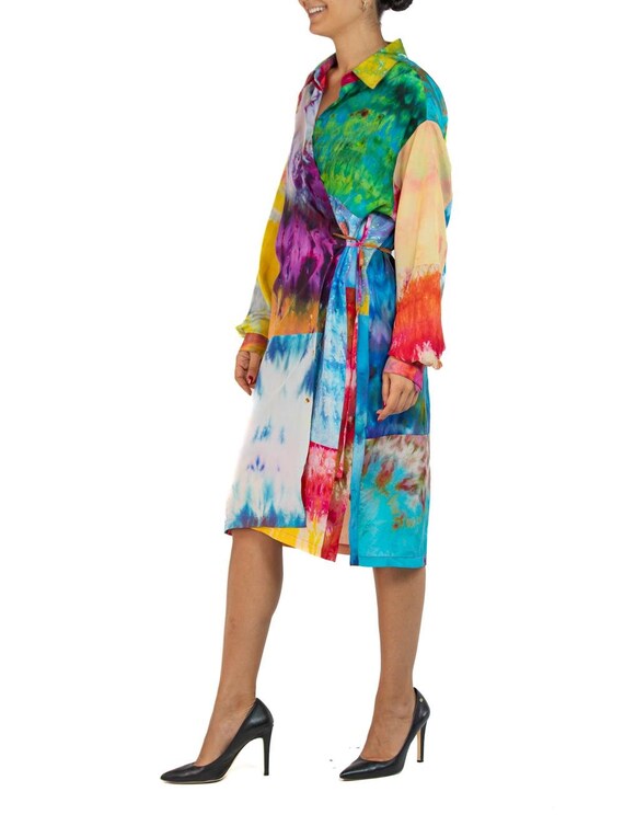 Morphew Collection Ice Dye Silk Oversized Button … - image 6