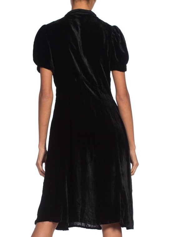 1930S Black Bias Cut Silk Velvet Dress With Fab Silve… - Gem