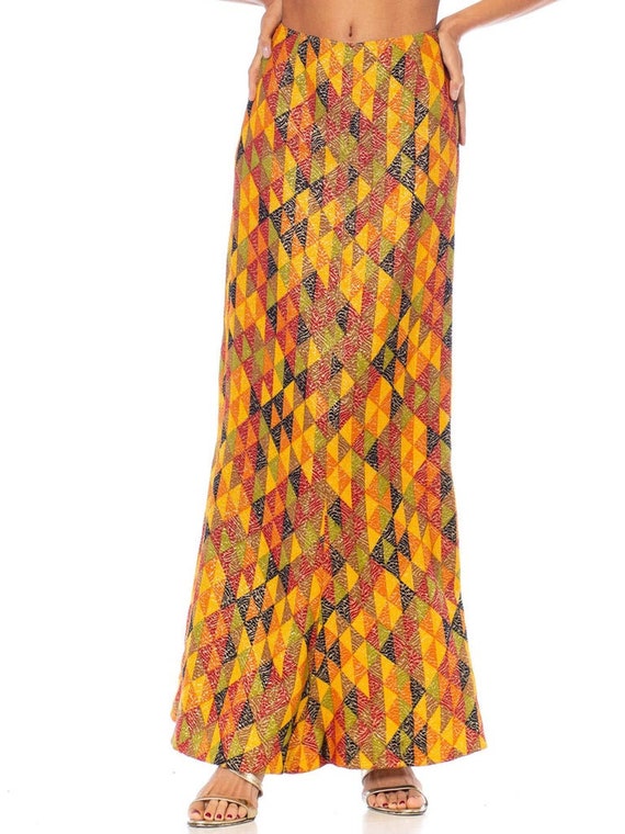 1970S Yellow, Red Multicolored Poly/Lurex Knit Lo… - image 5