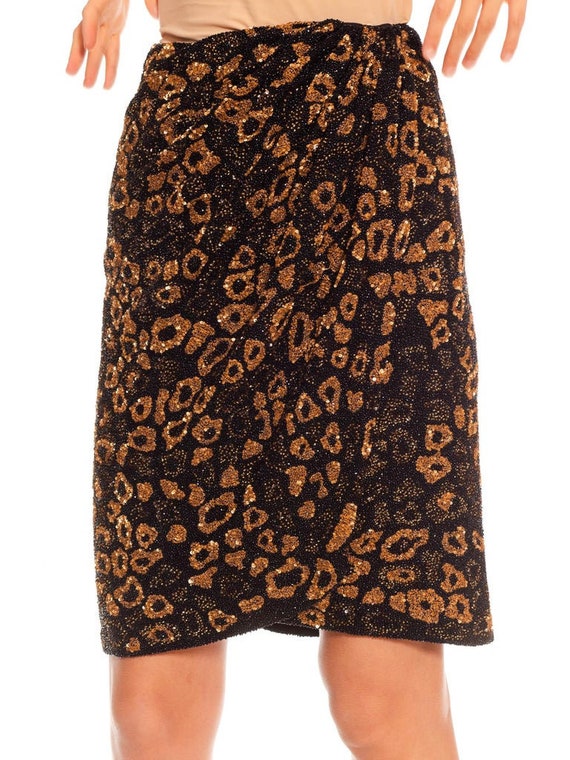 1980S Valentino Leopard Print Black  Bronze Silk … - image 7