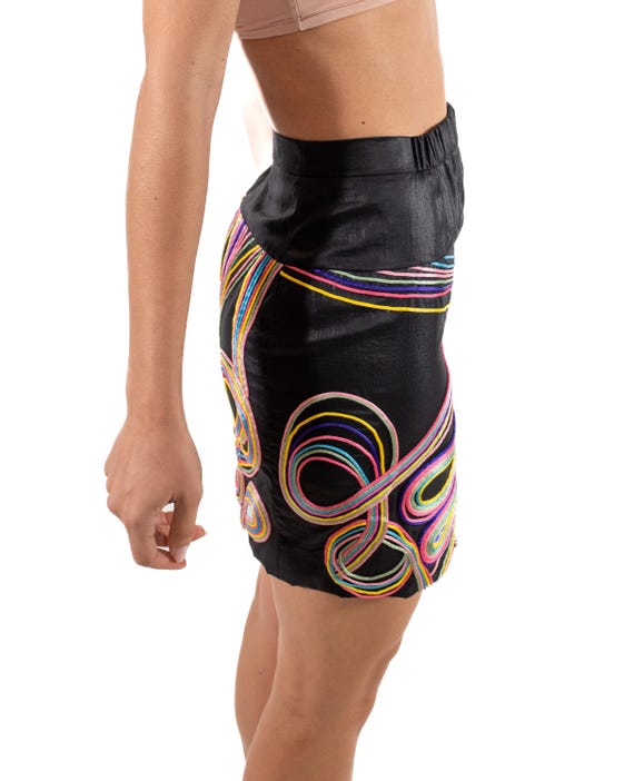 2000s Chloe Black Psychedelic String & Crystal Em… - image 7