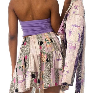 1980S Purple Printed Skirt, Top & Jacket Ensemble Made From Japanese Kimono Silk image 6