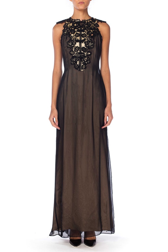 MORPHEW COLLECTION Black Silk & Poly Chiffon Gown… - image 3