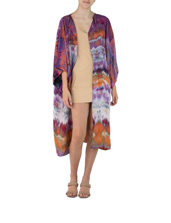 Morphew Collection Purple, Orange & Gray Silk Kimono
