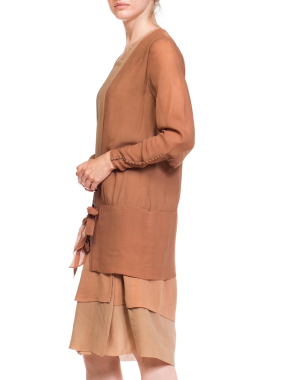 1920S Blush Pink & Nude Silk Chiffon Layered Tie … - image 5