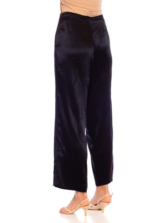 1980S Valentino Black Silk Crepe Back Satin Pants - image 4