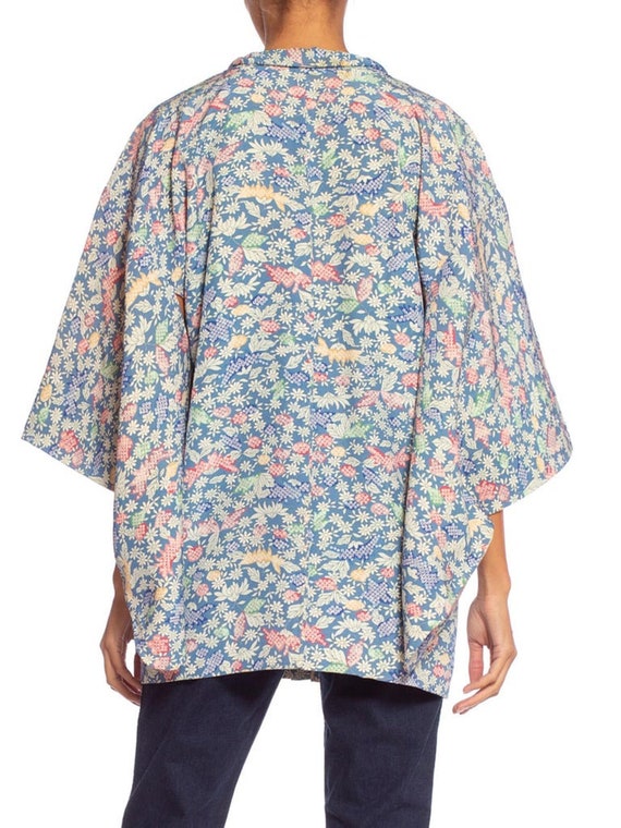 1940'S Baby Blue Floral Silk Handmade Kimono - image 9