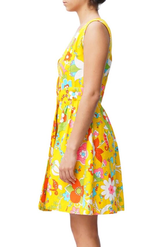 1970S Yellow Floral Print Wrap Dress - image 2