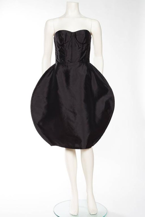 2000S Dolce Gabbana Black Silk Twill Strapless Bu