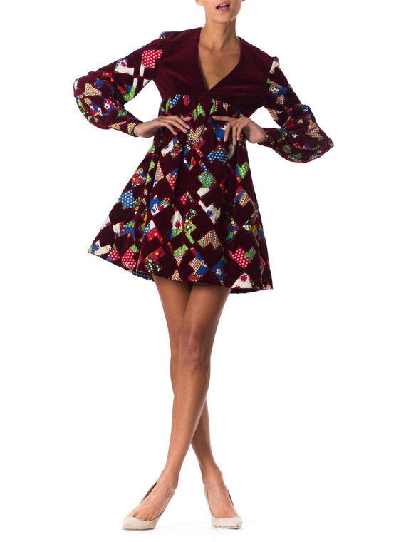 1960S GAYLE KIRKPATRICK Cotton Velvet Patchwork Mi