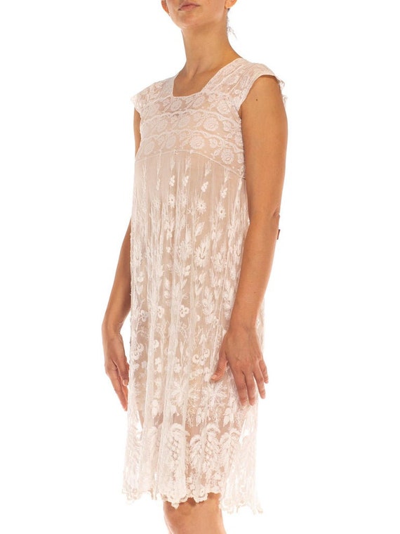 Edwardian White Lace Baby Doll Sleeveless Dress - image 3