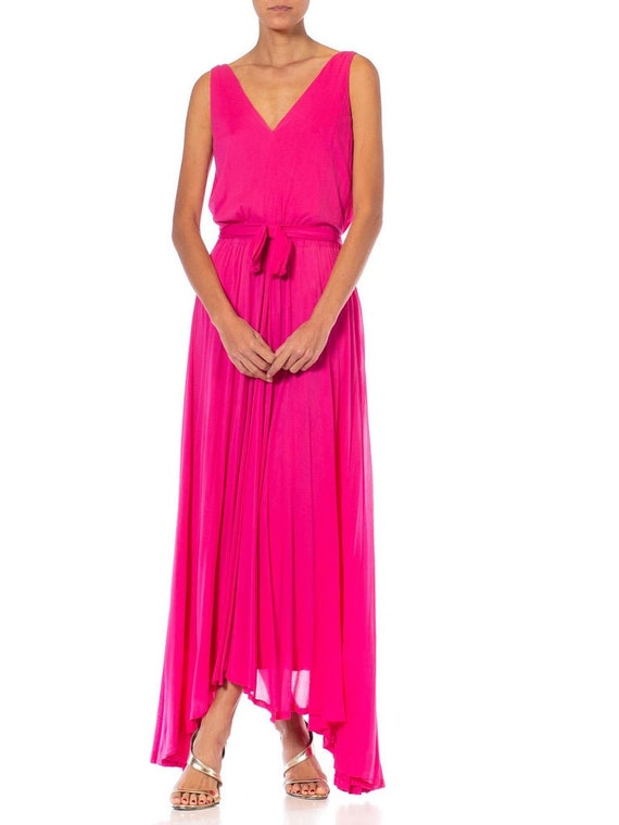 1970S Marie-Martine Hot Pink Silk Jersey French M… - image 9