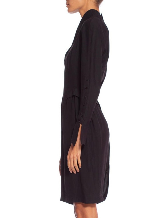 1990'S THIERRY MUGLER Black Silk Long Sleeve Dress - image 3