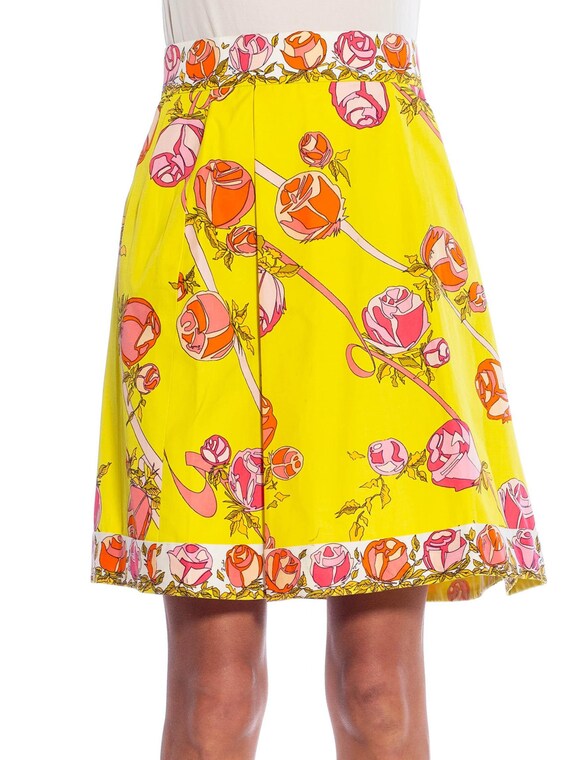 EMILIO PUCCI Yellow & Pink Cotton Floral Skirt