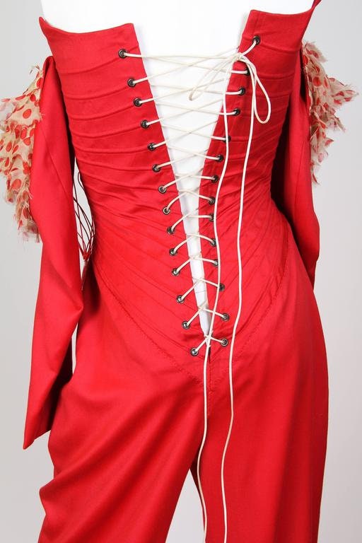 1990S Alexander Mcqueen Style Red Cotton Spring 2002 