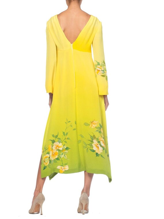 1970S  Yellow Ombré Dress Made From Hand Painted … - image 8