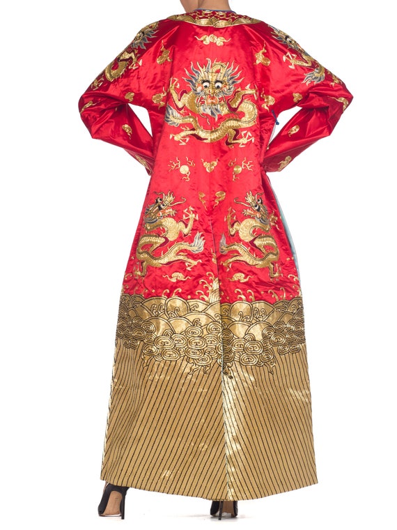 Metallic-golden Dragons Embroidered Red Chinese O… - image 7