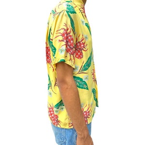 1940S Blocks Yellow Tropical Rayon Silk Crabs Shirt image 3