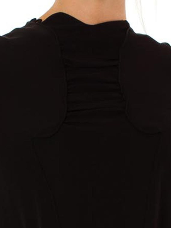 1930S Black Silk Crepe Back Satin Long Sleeve Dre… - image 5