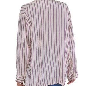Victorian White Lavender Silk Striped Antique Pajama Top image 8