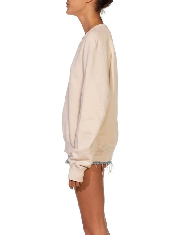 1990S PRADA Cream Cotton Long Sleeve Sweatshirt S… - image 2