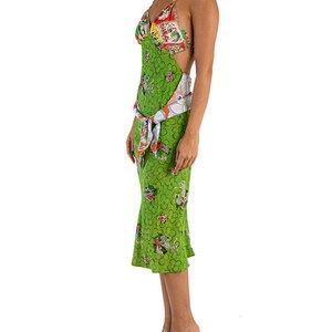 Morphew Collection Green Multicolored Bias Cut 1940S Cold Rayon Hawaiian Print Sagittarius Dress image 2