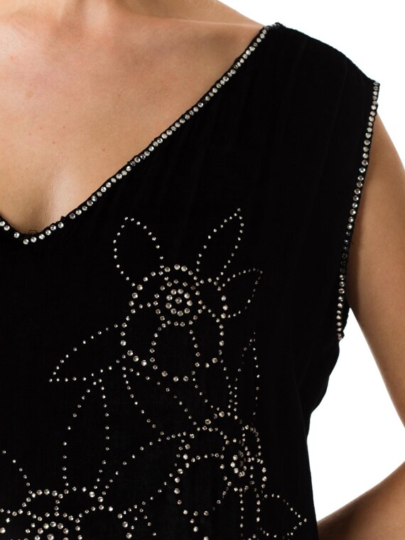 1920S Black & White Silk Velvet  Fringe Cocktail … - image 5