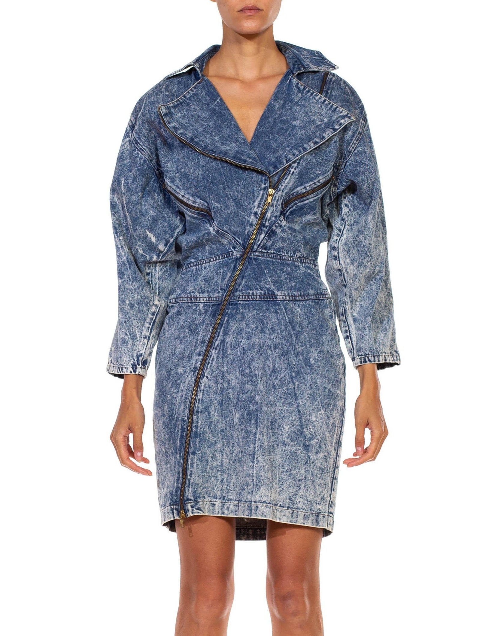 1980S Blue Grey Acid Wash Cotton Denim Alaia Style Dress - Etsy