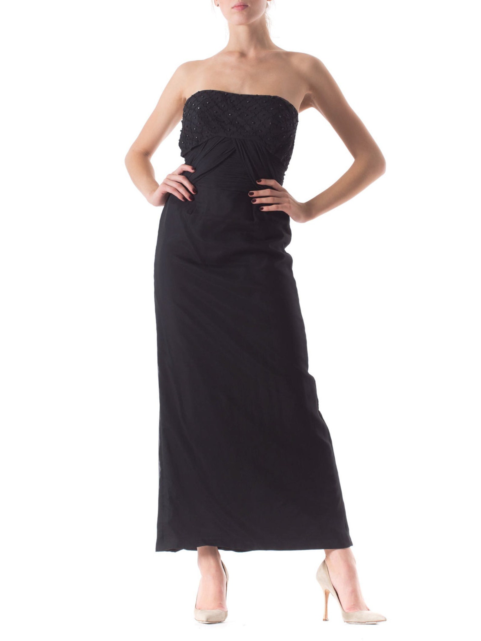 1950S SOPHY CURSON Black Haute Couture Silk Chiffon Strapless | Etsy