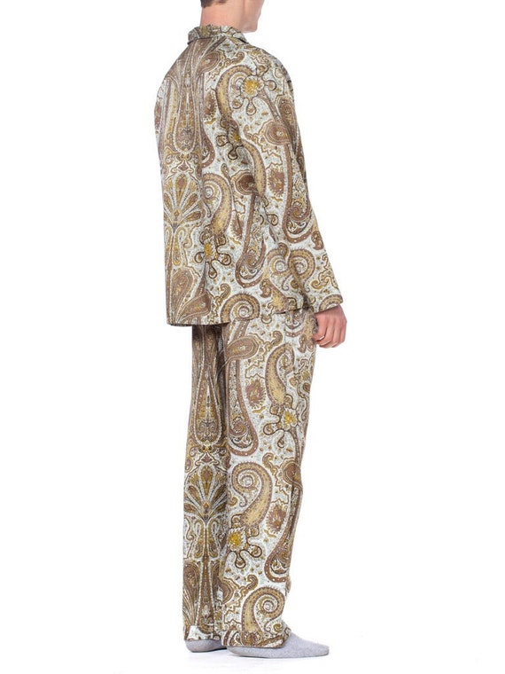 1970S Paisley Cotton Backed Rayon Satin Pajamas S… - image 8