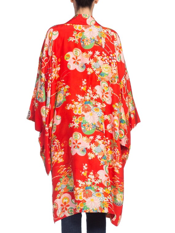 1940'S  Japanese Asian Floral Silk Kimono - image 9