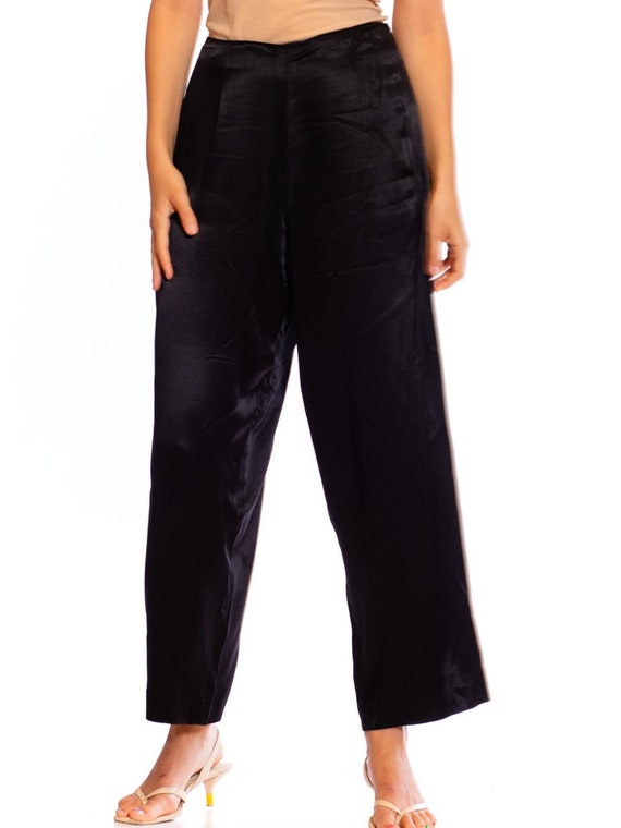 1980S Valentino Black Silk Crepe Back Satin Pants - image 8