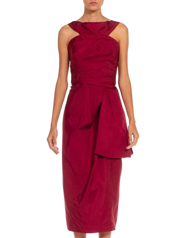 2000S Marc Jacobs Burgundy Silk Taffeta Cocktail … - image 1