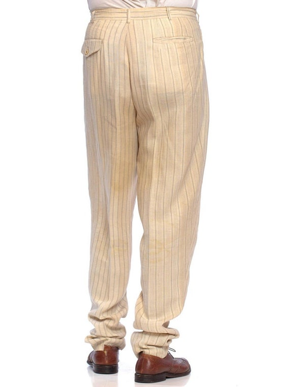 1980S Comme Des Garcons Creme Striped Linen Mens … - image 8