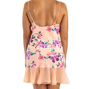 1990S Pink Multi Floral Polyester Lace Slip Dress image 6