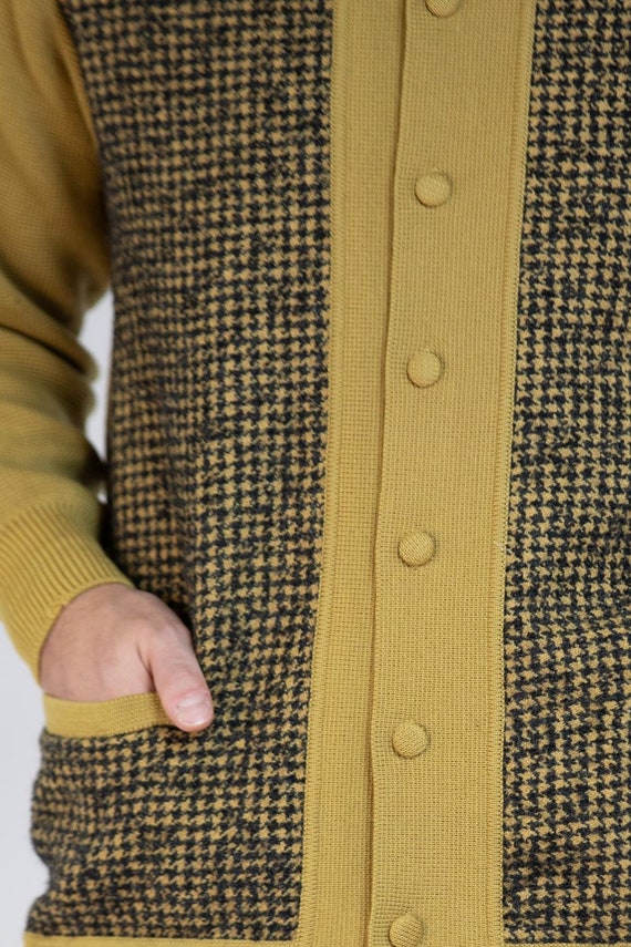 1960S Yellow Ochre Wool Knit Men's Cardigan Xl - image 8