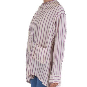 Victorian White Lavender Silk Striped Antique Pajama Top image 2