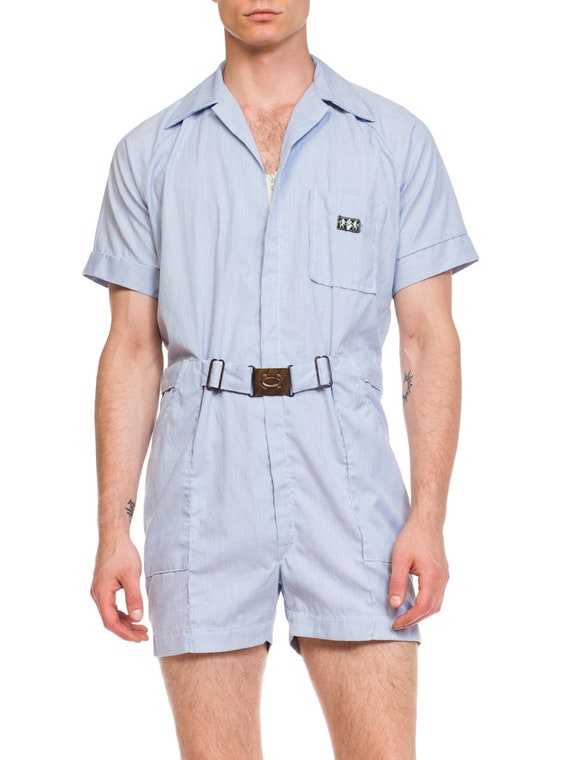 1950S Men's Railroad Stripe Leisure Workwear Short